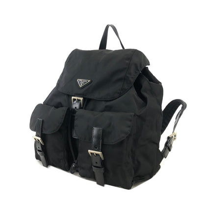 PRADA Triangle Logo Nylon Backpack Black Vintage hfi7ks