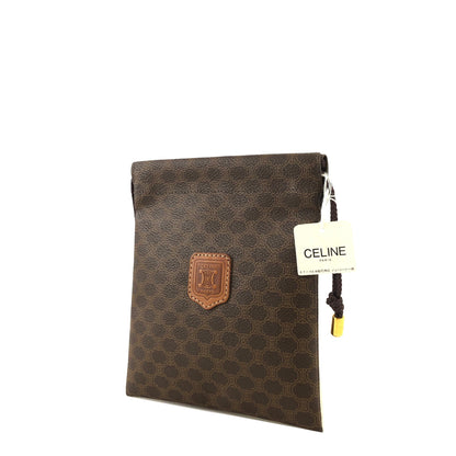 CELINE Macadam Blason Drawstring Pouch Brown Vintage 7cyj7d