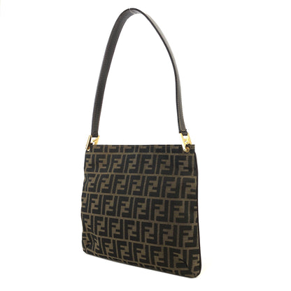 FENDI Zucca Jacquard Leather Shoulder bag Brown Vintage nxiyf3