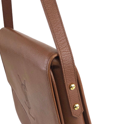 Yves Saint Laurent YSL Logo Leather Shoulder bag Brown Vintage agjzhw