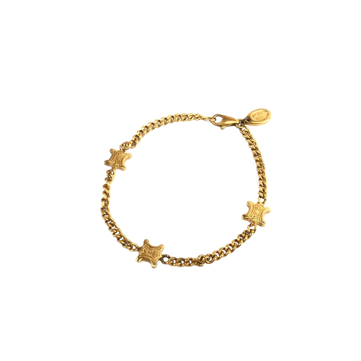 CELINE Triomphe Bracelet Gold Vintage 2i2ji3