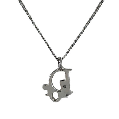 Christian Dior DIOR Logo Necklace Silver Vintage nnhi2n
