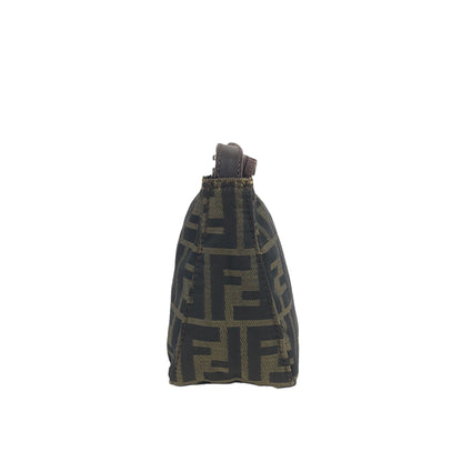 FENDI Zucca Jacquard Leather Handbag Vanity bag Brown Vintage si6gvh