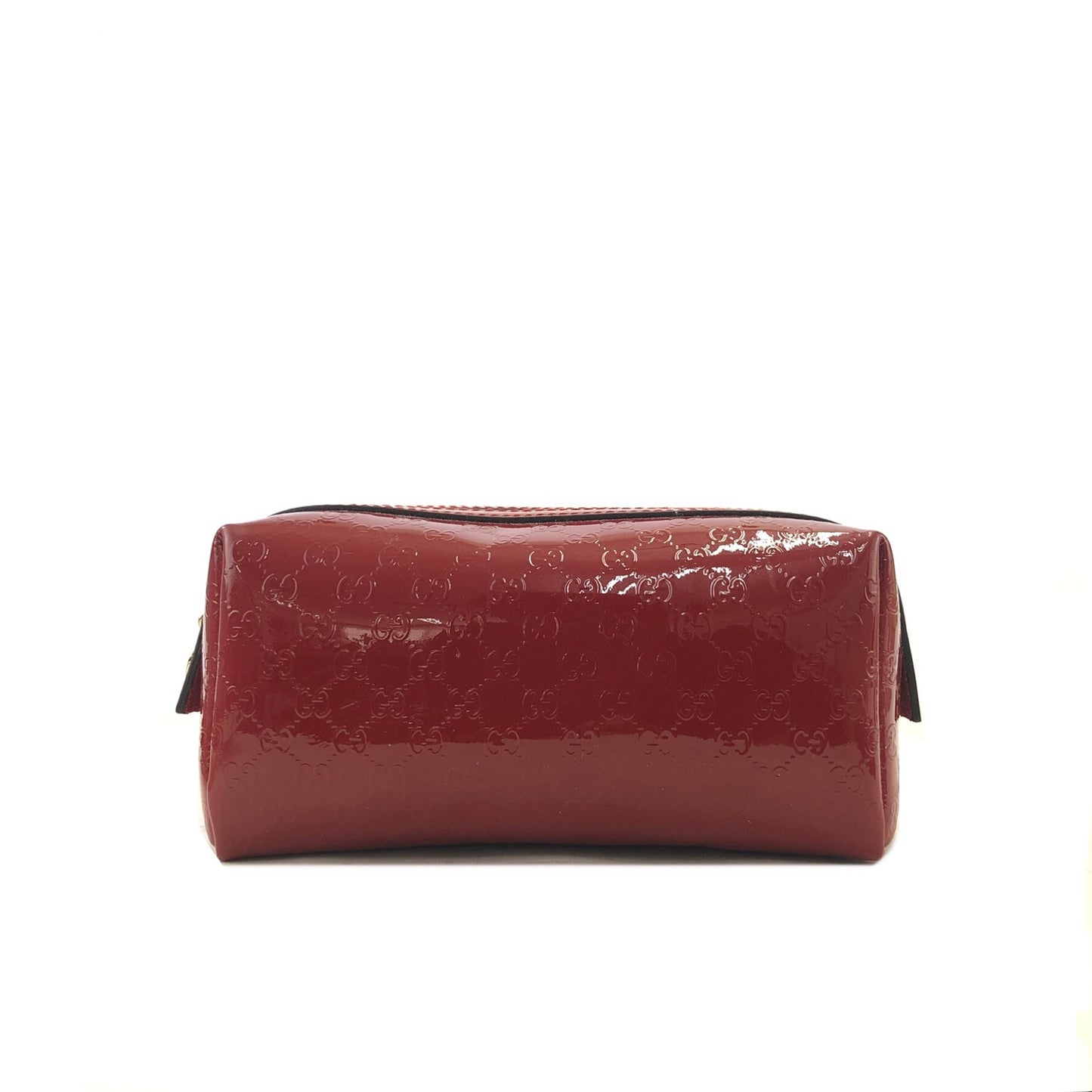 GUCCI GG Pattern Patent Leather Pouch Red Vintage 57pbbg