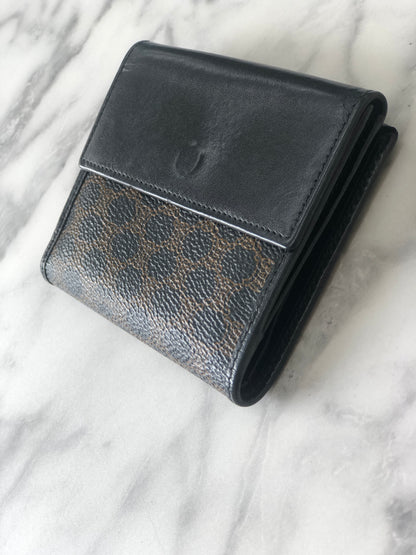 CELINE Macadam  PVC Leather Folded Wallet Black Vintage j5fp87
