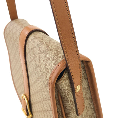 CELINE Macadam  PVC Leather Crossbody Shoulder bag Beige Vintage kshxk6