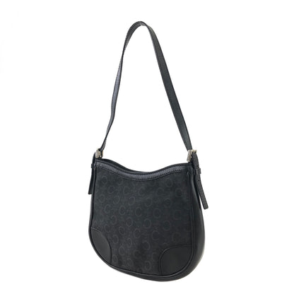 CELINE Macadam Jacquard Leather Handbag Black Vintage ffjdbd