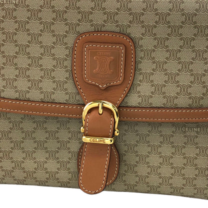 CELINE Macadam Blason Front Buckle Shoulder bag Beige Vintage 8dxnnc