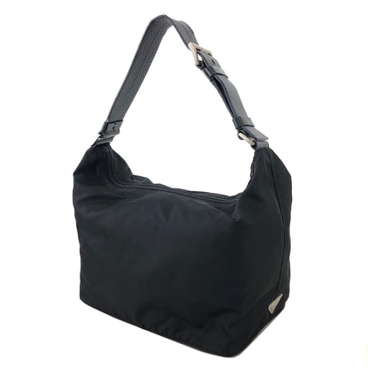 PRADA Triangle Logo Nylon Leather Hobobag Shoulder bag Black Vintage un6hfw