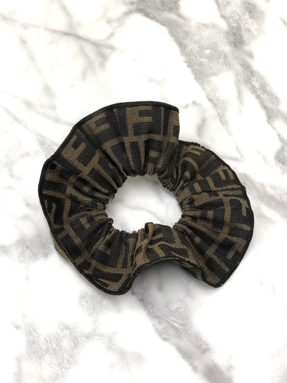 FENDI Zucca Jacquard Hair Accessories Scrunchie Brown Vintage xr2b8a