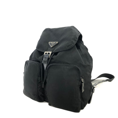 PRADA Triangle Logo Nylon Backpack Black Vintage f4v6fg