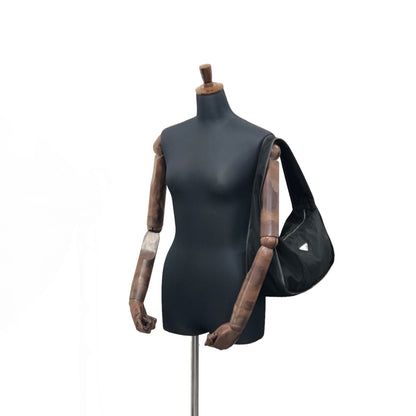 PRADA Triangle Logo Nylon Leather Shoulder bag Hobobag Black Vintage rmzvdu