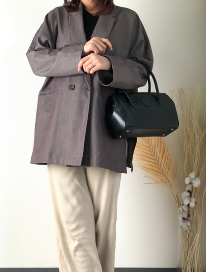 Cartier Leather Handbag Boston bag Black Vintage aki576