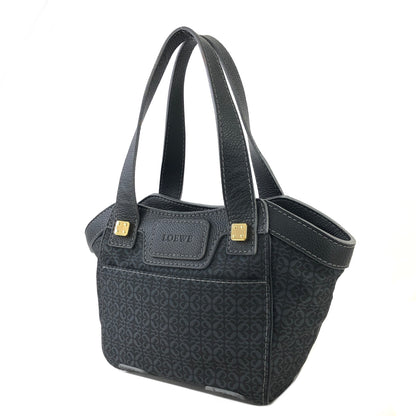 LOEWE Anagram 全圖案織物皮革手提包托特包黑色復古 f4cjh3 