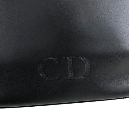 Christian Dior CD 標誌流蘇皮革斜背包肩背包黑色復古 i8x43s 