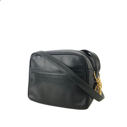 Christian Dior Logo Charm Leather Crossbody Shoulder bag Black Vintage gyuw6k