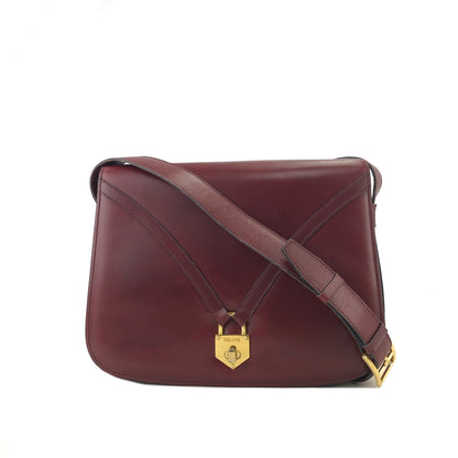 CELINE 轉鎖 Cadena 皮革斜背包 波爾多紅 復古 yrru3h 