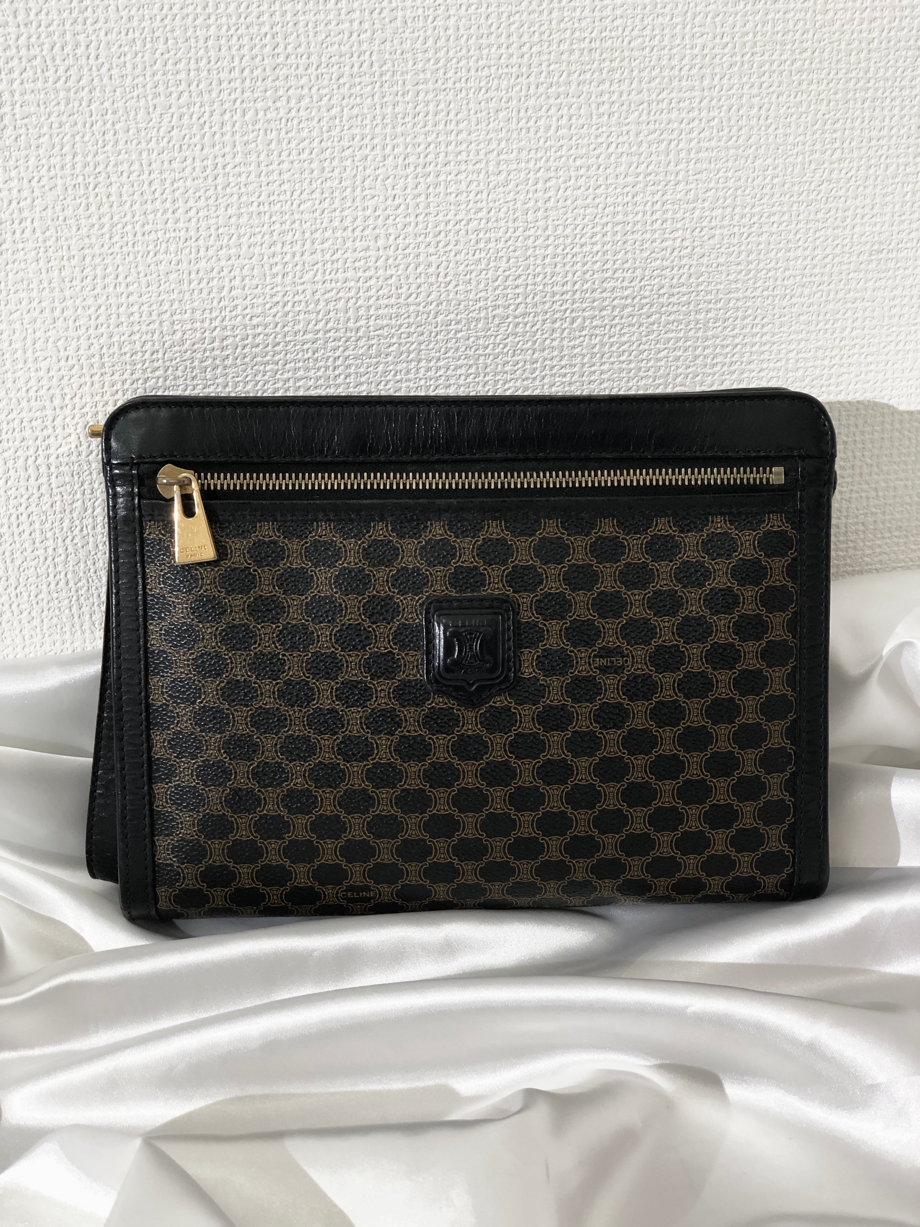 CELINE Macadam Clutch bag Black Vintage 82eut6 VintageShop solo