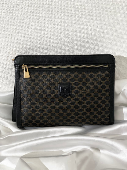 CELINE Macadam Clutch bag Black Vintage 82eut6