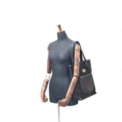 GUCCI Logo Pattern Suede Leather Totebag Black Vintage fpsx8s