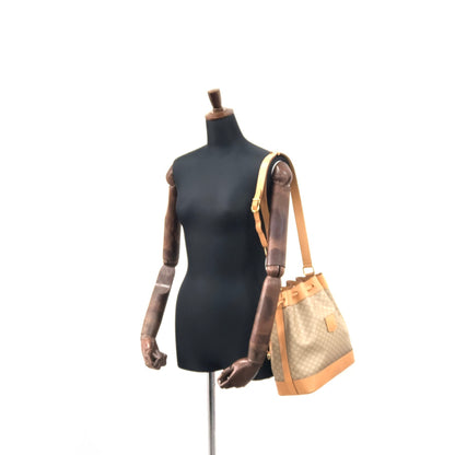 CELINE Macadam Blason Drawstring Shoulder bag Beige Vintage xugruh
