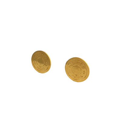 HERMES Serie Earrings Gold Vintage 368t22