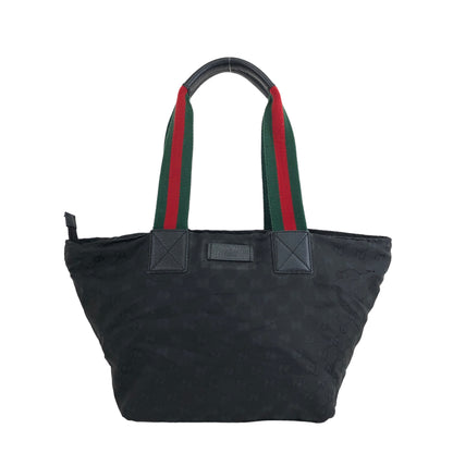 GUCCI Sherry Line GG Canvas Leather Handbag Black Vintage gjg75f