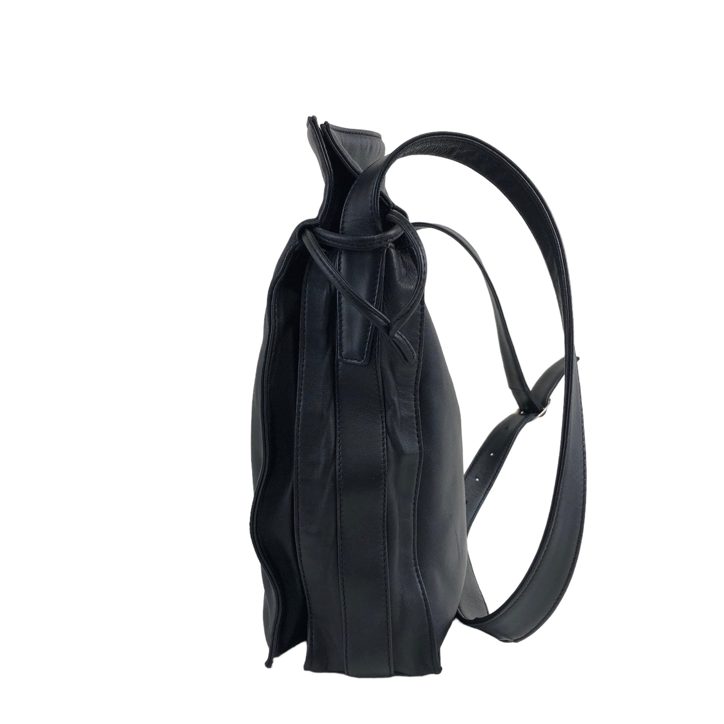 LOEWE Anagram Flamenco Leather Drawstring Shoulder bag Black Vintage 43furh