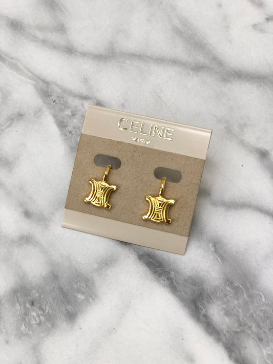 Celine Vintage Double Round Motif Earrings