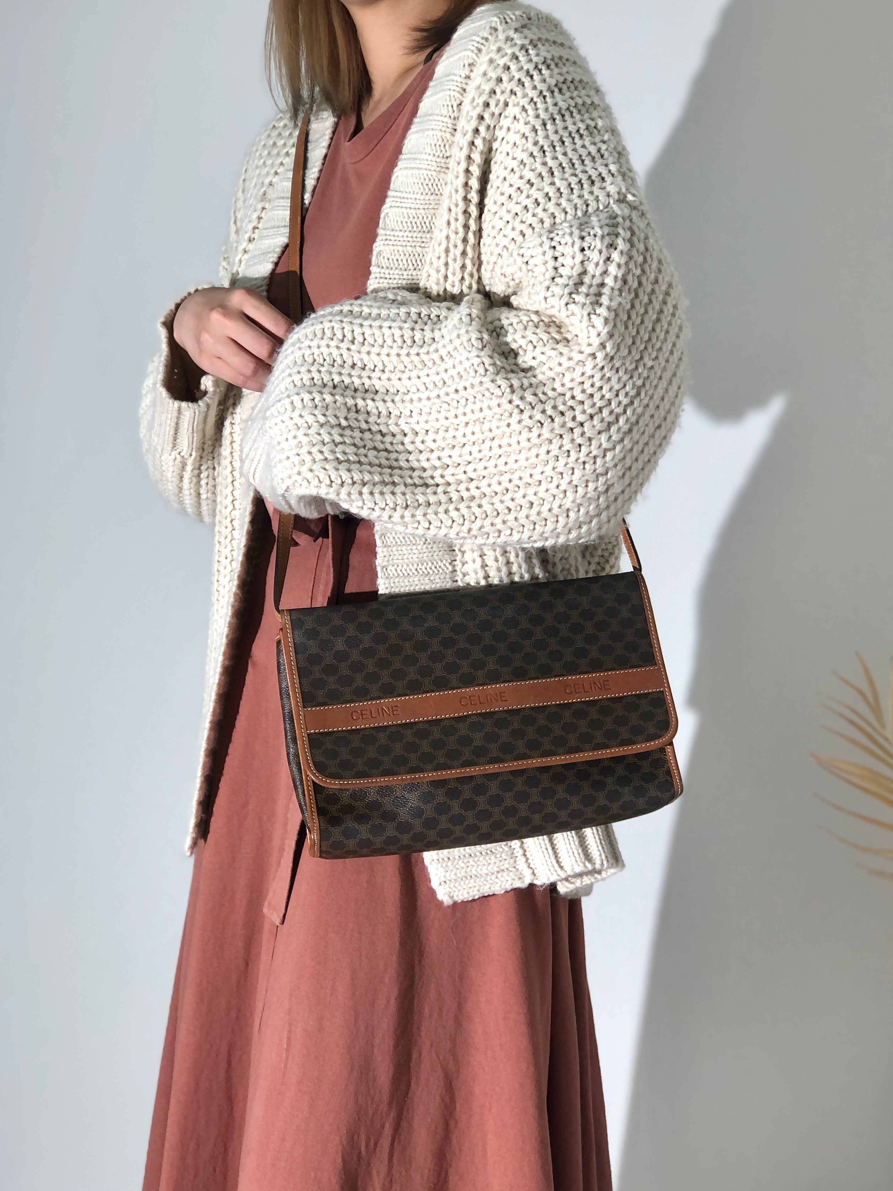 CLUTCH ON STRAP TABOU IN TRIOMPHE CANVAS AND CALFSKIN - TAN | CELINE