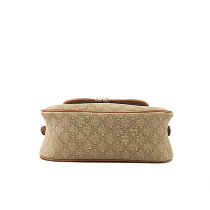 CELINE Macadam Blason Tassel Small Crossbody Shoulder bag Beige Vintage y3r5h2