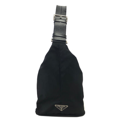 PRADA Triangle Logo Nylon Leather Hobobag Shoulder bag Black Vintage un6hfw