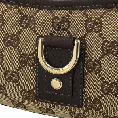 GUCCI GG Canvas Abbey Canvas Leather Handbag Hobobag Brown Vintage n244fa