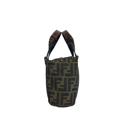 FENDI Zucca Canvas Leather Small Handbag Brown Vintage 2timjk