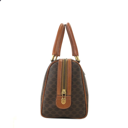 CELINE Macadam PVC Leather Two-way Handbag Shoulder bag Boston bag Brown Vintage znft22
