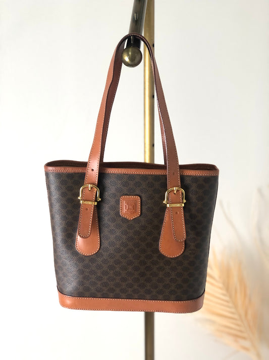 CELINE Macadam Blason Handbag Brown Vintage j5snhh