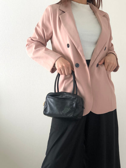 LOEWE Anagram Leather Handbag Black Vintage vpng2m