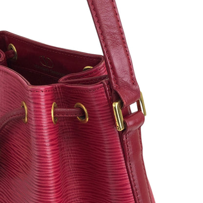 VALENTINO GARAVANI Logo Leather Drawstring Shoulder bag Red Vintage hmfhjg