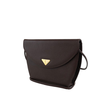 Yves Saint Laurent YSL Logo Leather Two-way Handbag Shoulder bag Brown Vintage 4de6fu
