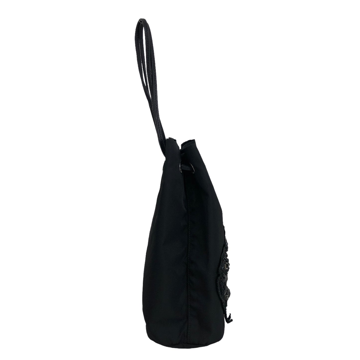 PRADA Evening Heart Nylon Drawstring Small bag Black Vintage nrf7b5