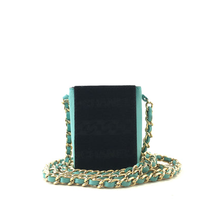 CHANEL Unborn Calf Leather Chain Crossbody Shoulder bag Micro bag Turquoise Vintage 4xxvtp