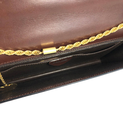 CELINE Emblem Blason Chain Pochette Mini Bag Shoulder Bag Brown OldCeline vintage pe48yt