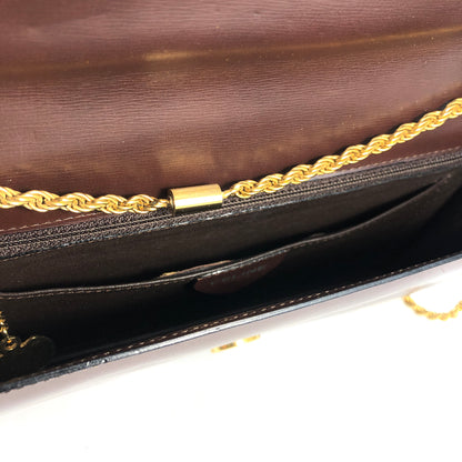 CELINE Emblem Blason Chain Pochette Mini Bag Shoulder Bag Brown OldCeline vintage pe48yt