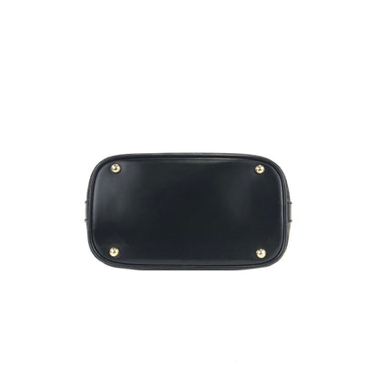 CELINE Macadam Logo embossed Shoulder bag Black Vintage Old CELINE 8z35zh