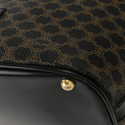 CELINE Macadam Logo embossed Shoulder bag Black Vintage Old CELINE 8z35zh