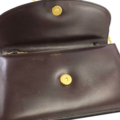 CELINE Emblem Blason Chain Pochette Mini Bag Shoulder Bag Brown OldCeline vintage pe48yt