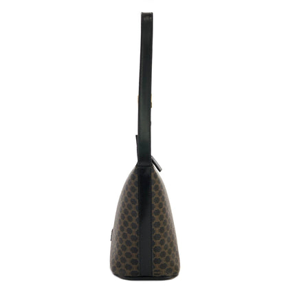 CELINE Macadam Logo embossed Shoulder bag Black Vintage Old CELINE 8z35zh