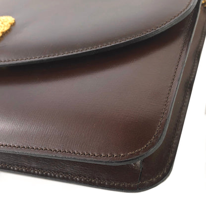 CELINE Emblem Blason Chain Pochette Mini Bag Shoulder Bag Brown OldCeline vintage pe48yt