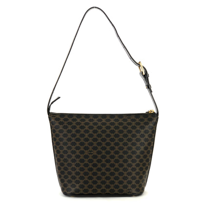CELINE Macadam Logo embossed Shoulder bag Black Vintage Old CELINE 8z35zh