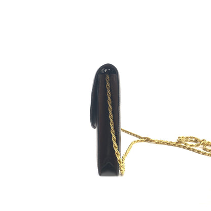 CELINE Emblem Blason Chain Pochette Mini Bag Shoulder Bag Brown OldCeline vintage pe48yt